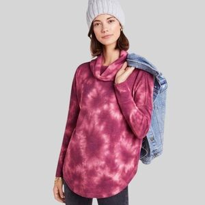 Anthropologie Maeve Ainsley Tie Dye Waffle Knit Thermal Top Pink Womens M
